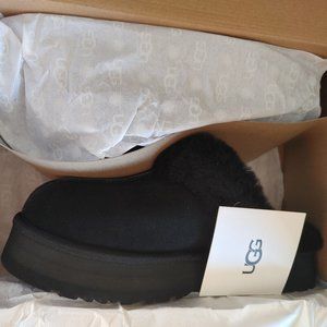 UGG Black Mules with Fur Trim